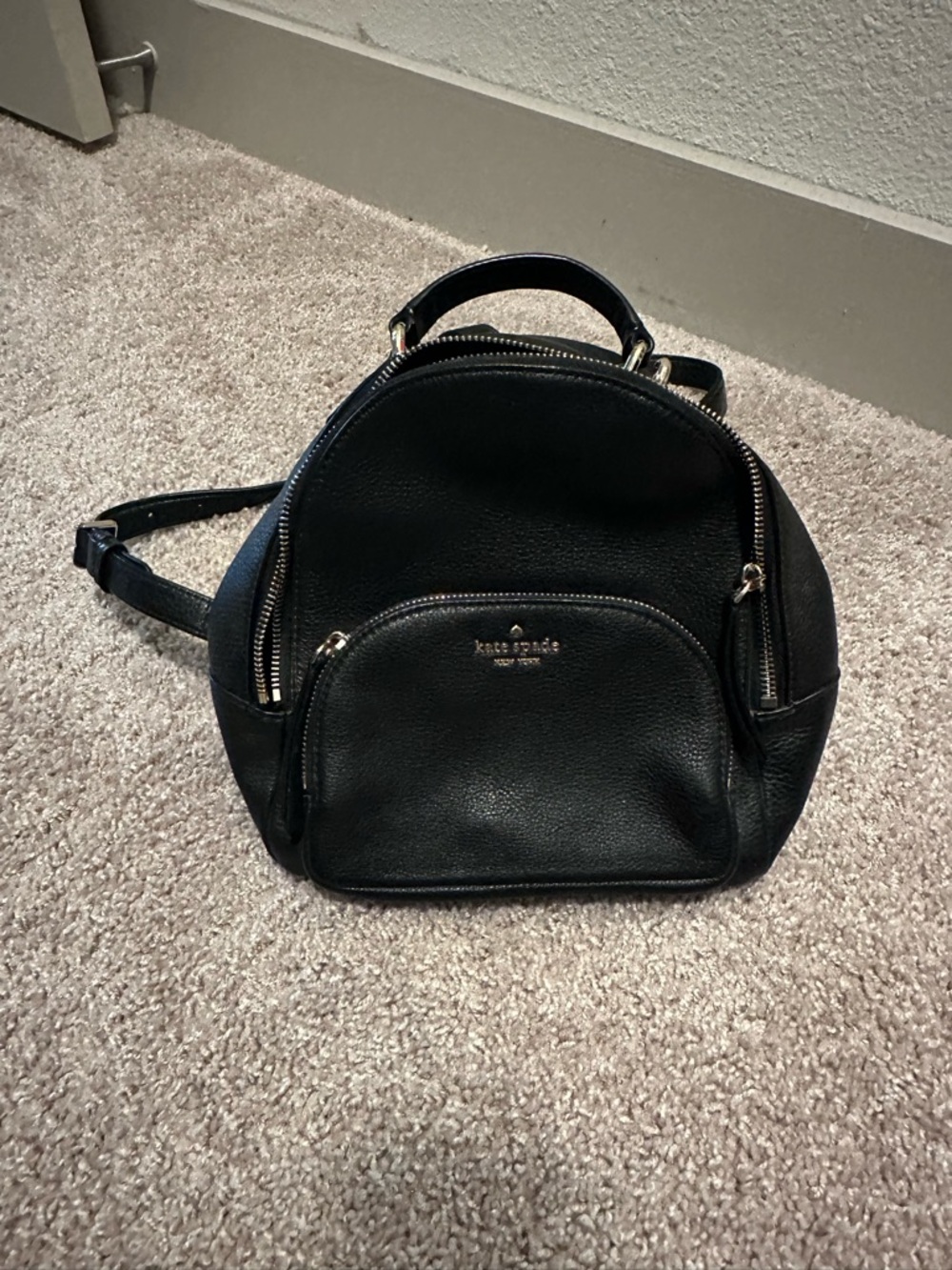 Kate Spade Black Leather Mini Backpack